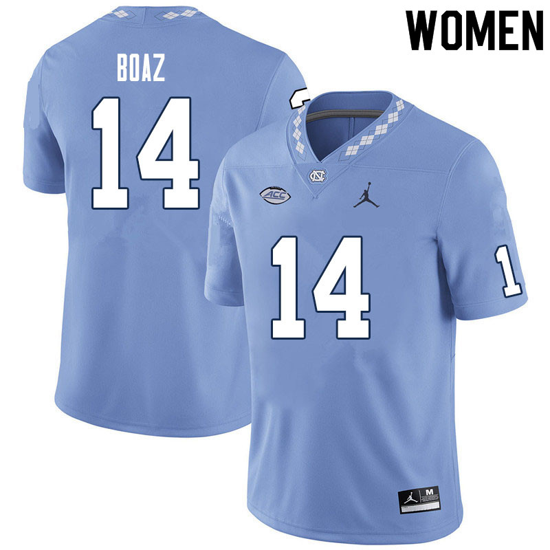 Women #14 Jefferson Boaz North Carolina Tar Heels College Football Jerseys Sale-Carolina Blue